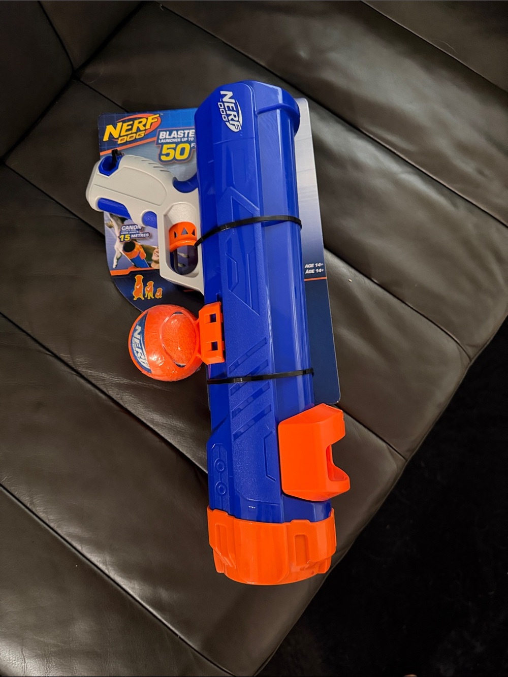 Nerf Blue and Orange Dog Launcher - Long-Range Fetch Blaster